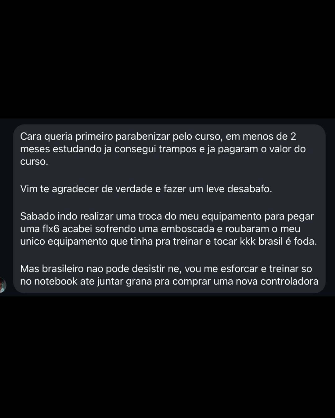 Depoimento aluno 1